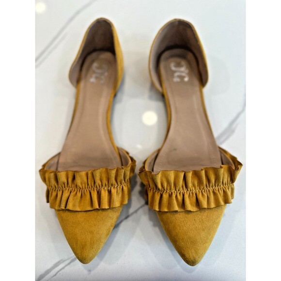 Ruffled Flats Mustard Yellow Suede size 9 boho travel ballerina EU 40 - Picture 3 of 14